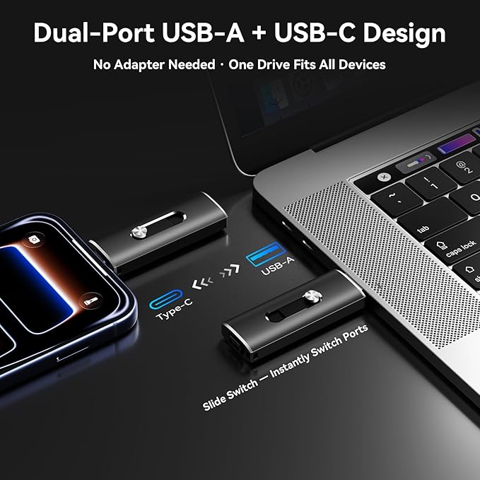 128GB USB C Flash Drive Dual USB 3.2 Gen 1/USB 3.1 Gen 1 Type C & USB A Thumb Drive, 150MB/s 2-in-1 USB-C Memory Stick for iPhone 15/16/17, Android Phone, Tablet, MacBook, Computer (1 Pack)