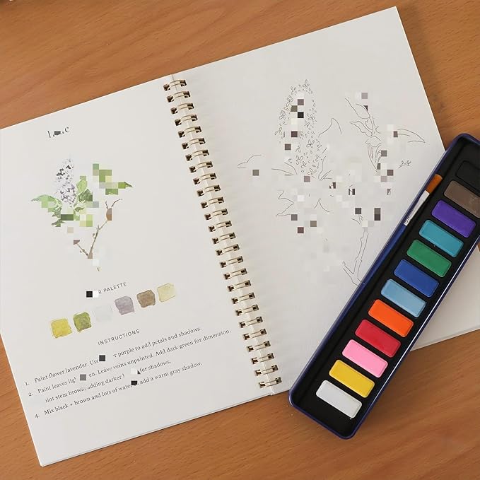 Watercolor Workbook for Adults & Beginners: 12-Color Set with Brush (starfish-a1)