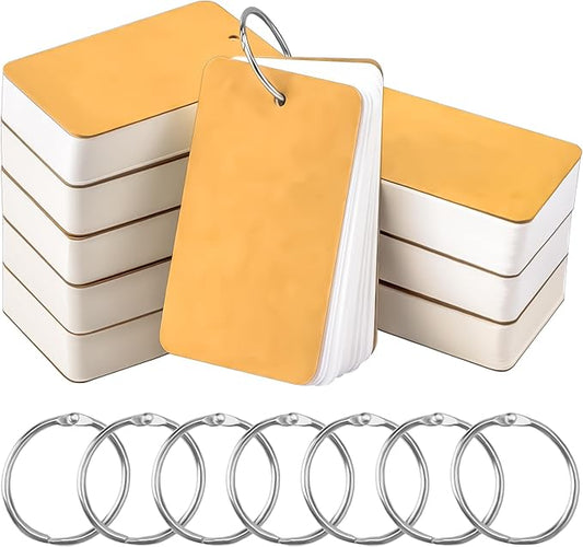 400 PCS Flash Cards 2 x 3 Inch Index Cards with Ring,Portable Blank Note Card Flashcards,Mini Blank Flash Cards White Note Pad 2 x 3 Index Study Notecards for School Office Supply
