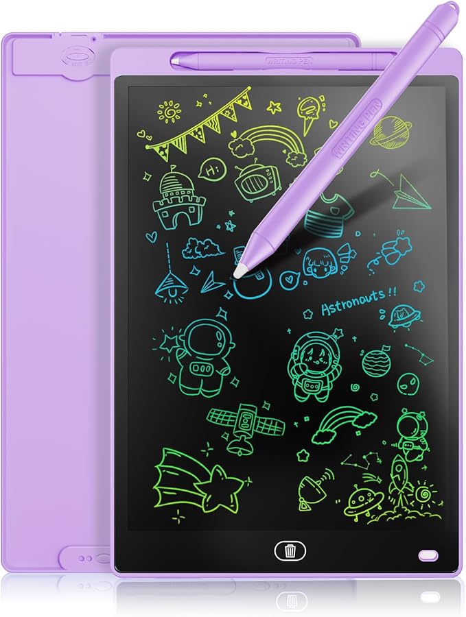 Genialba LCD Writing Board 8.5 Inches, Colourful Electronic Tablet, Portable Erasable Drawing Board, Graphic Tablet for Children's Games 3 4 5 6 7 Year Old Kid Boys Girls (Purple)