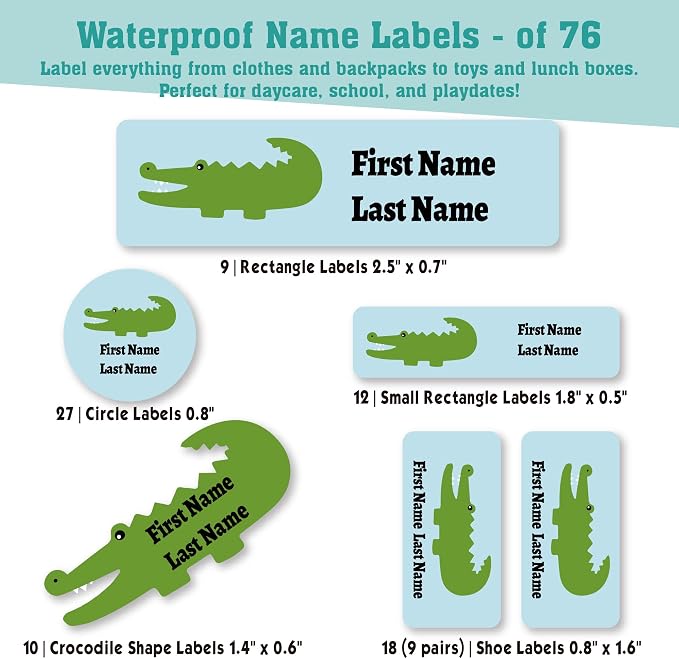 Personalized Daycare Name Labels for Kids (76 Labels) - Custom Durable Waterproof Name Stickers for Clothing Tags, Water Bottles, Lunch Boxes, and School Supplies - Dishwasher, Washer