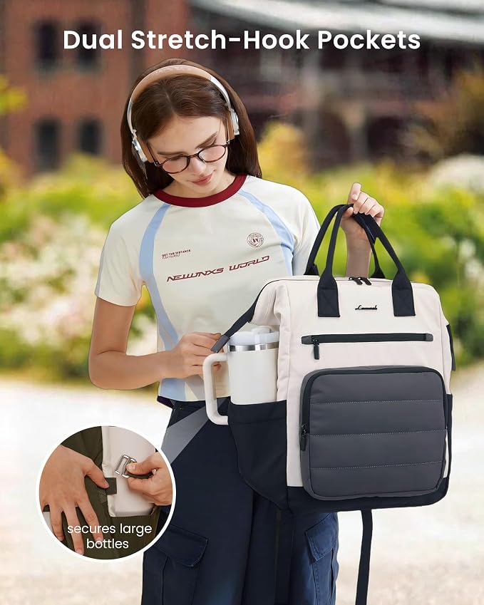 LOVEVOOK Puffer Laptop Backpack for Women, 15.6 Inch Work Backpack purse for Nurse Teacher, College Back to School Bookbag for Teen Girls, Personal Item Travel Bag Computer Daypack for Daily Commute