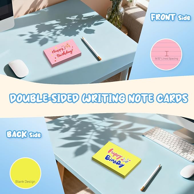 Colored Index Cards 3x5, 250 Count Colored NoteCards 3x5, 5 Colors Flash Cards for Studying, 50 Sheets Per Color Lined Index Cards Ruled, Notecards 3 x 5 Lined for Office, School, and Home Supplies