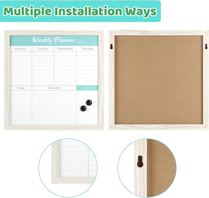 Schliersee Weekly Work Planner Calendar Dry Erase Whiteboard for Wall, 13x13 inch Magnetic Dry Erase Board, Hanging White Board, Portable Marker Board for Home, Kitchen, Memo, Office, Home, School