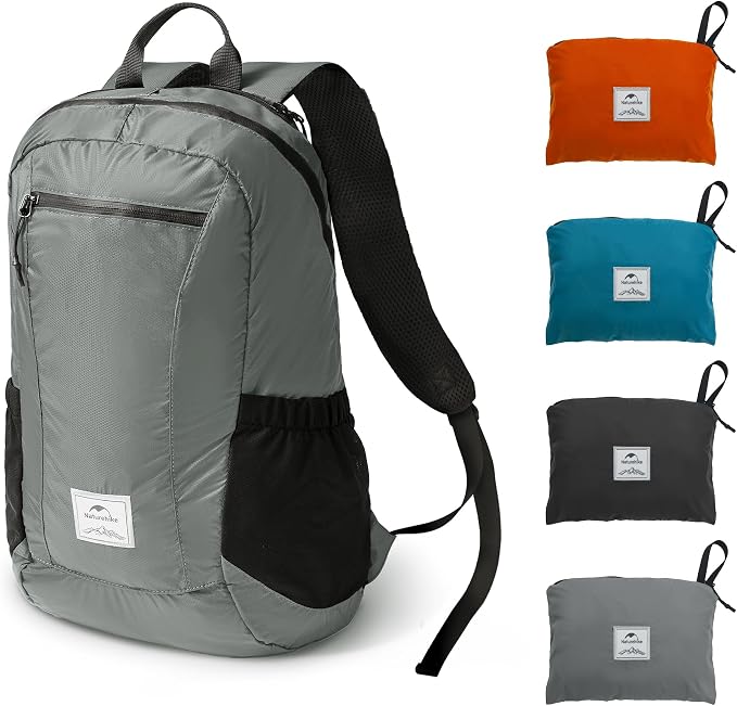 Naturehike 25L Lightweight Hiking Backpack, Waterproof Camping Packable Backpack Ultralight for Travel, Airplane, Small Hiking Daypack for Adults, Grey