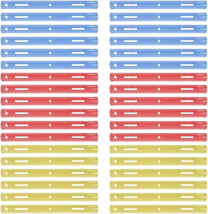 Westcott Plastic Ruler, Standard/Metric, 12" (30 Cm) Long, Assorted Translucent Colors