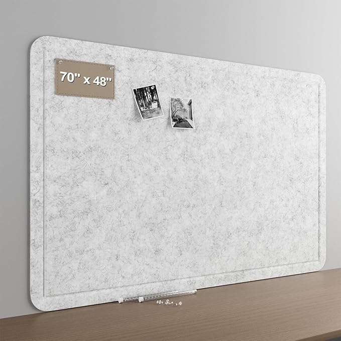 Felt Bulletin Board for Wall 72" x 48" Unfolded Size, Large Frameless Felt Pin Board, Soft Cork Board Alternative for Office, Home Planning, Notes, Photos & Wall Decor, Foldable Shipping, Easy Install