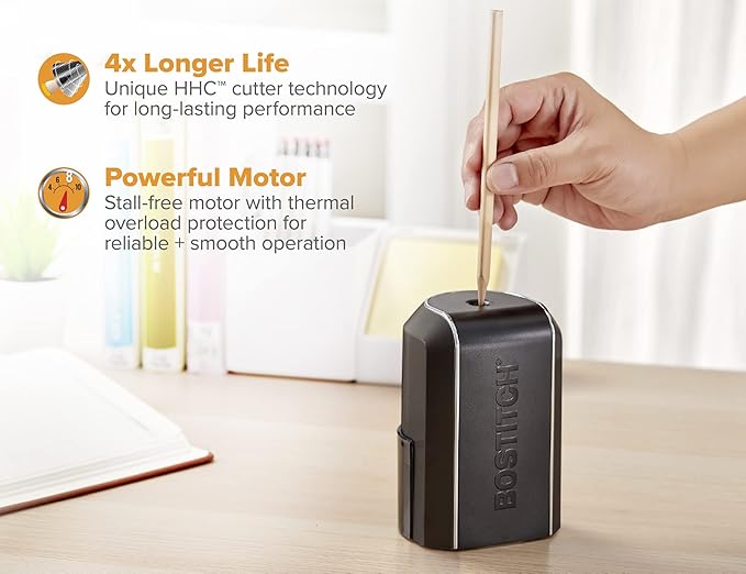 Bostitch Office Vertical Electric Pencil Sharpener, Powerful Stall-Free Motor, Prevents Over-Sharpening, Black (Pack of 9)