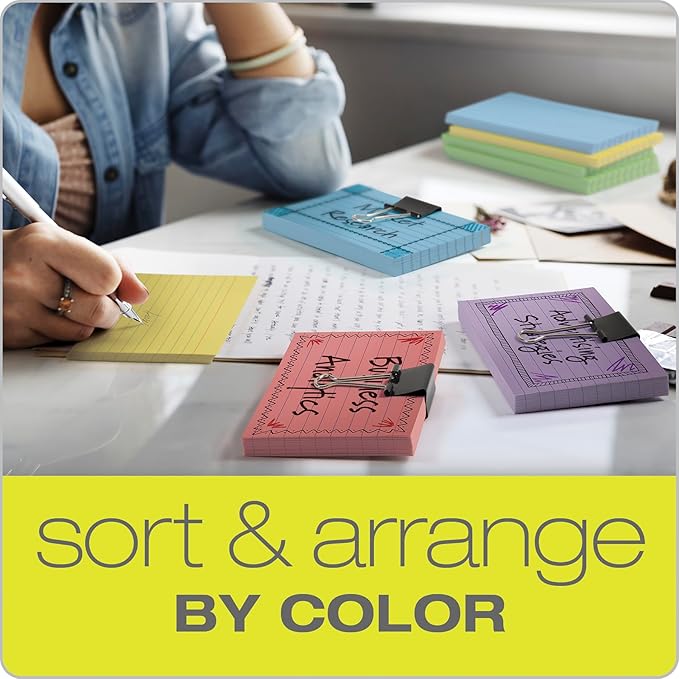 Oxford Ruled Color Index Cards, 3" x 5", Blue, 100 Per Pack (7321 BLU)
