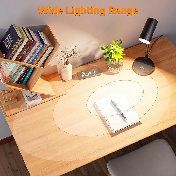 ShineTech LED Desk Lamp for Home Office, Dimmable Table Lamp with 3 Color Modes & Adjustable Brightness, USB-C Port, Touch Control, Eye-Caring Reading Lamp for Bedside, Study, Work