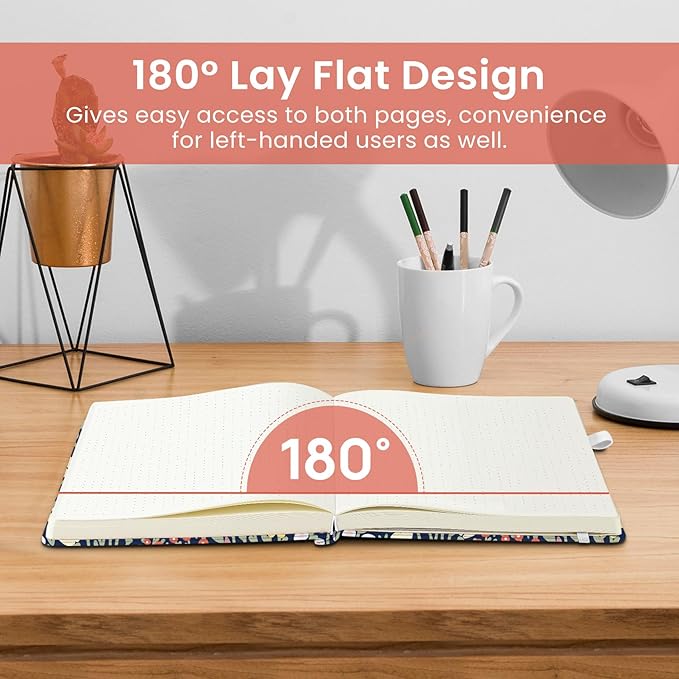 Taja Pretty Dotted Journal for Women, Aesthetic Cute Hardcover Leather Journal for Writing, A5 Journaling Notebook for Work & Sketch, Perfect for Office School Home, 160 Pages, Petite Blooms