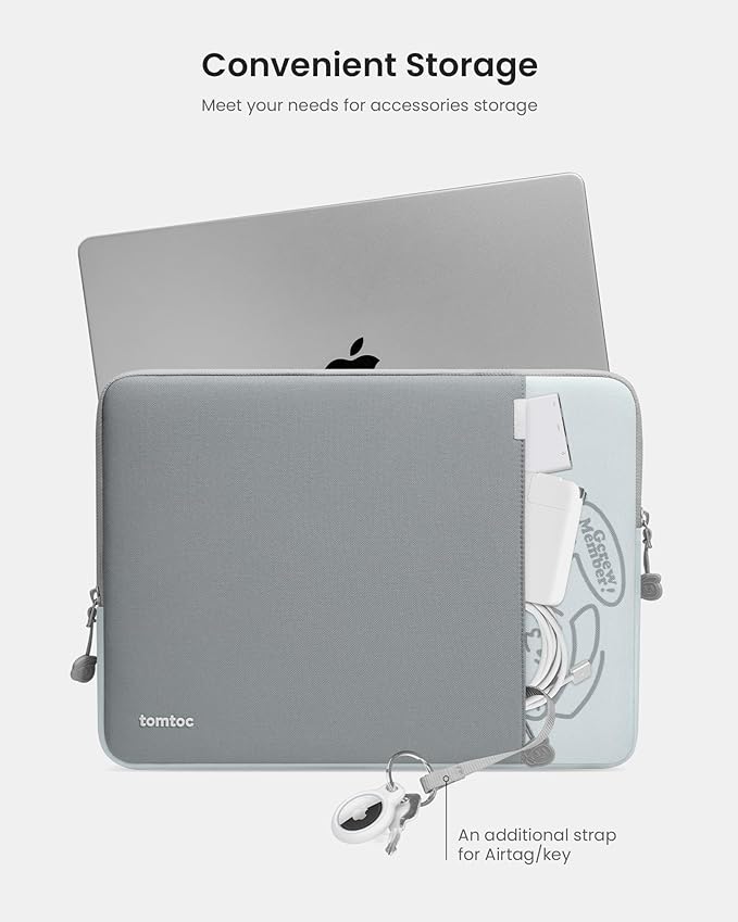 tomtoc 360° Protective Laptop Sleeve for 16-inch MacBook Pro M5 Pro/Max (2026) A3428 A3429, M4/M3/M2/M1 A3403 A3186 A2991 A2780, Water-Resistant MacBook Case Bag with Accessory Pocket Fits Dell XPS 16
