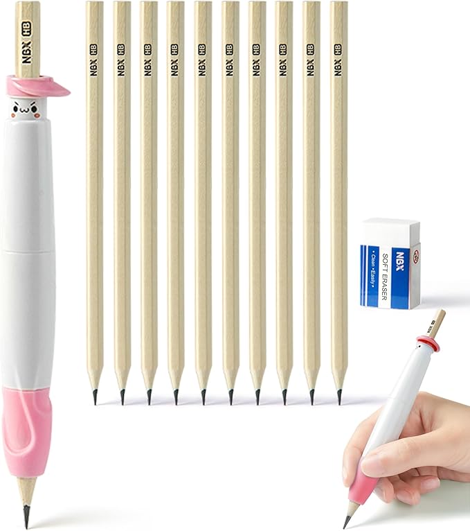 Pencil Grips for Kids Handwriting, Pencil Grippers, Writing Posture Correction for Toddler/Preschool, Homeschool Education, can Serve as Mechanical Pencil & Pencil Extender (1 Pack,Pink)