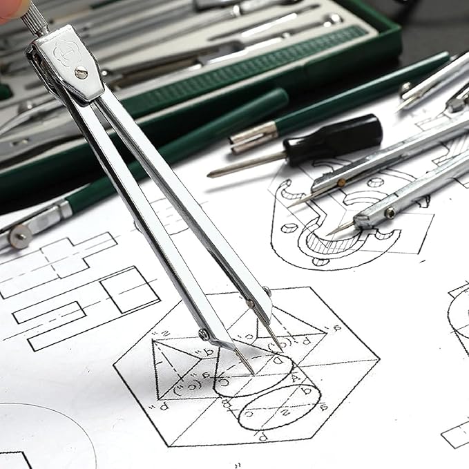 23 Piece Geometry Kit, Construction Engineering Design Professional Drawing Tools, with Large Extension Beam, for Drafting, Math and Making Circles, School, Drafting, Architecture