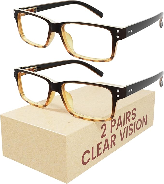 Eyekepper 2 Pairs Blue Light Blocking Reading Glasses for Men Women - UV Protection Spring Hinge Computer Readers