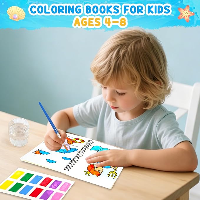 ZMLM 24 Water Coloring Books for Kids Party Favors - Bulk Mini Coloring Books for Kids Ages 4-8,Small Birthday Goodie Bag Stuffers School Teacher Return Gift Art Crafts Classroom Prizes (Ocean)