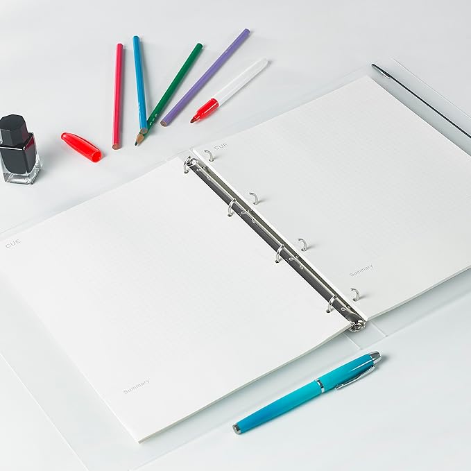 A4 Cornell Note Taking System Refill Pages - 290x210mm - 100GSM Thick Paper - 4-Hole Punch for 75mm Binders - with 5mm Grid, 135 Sheets