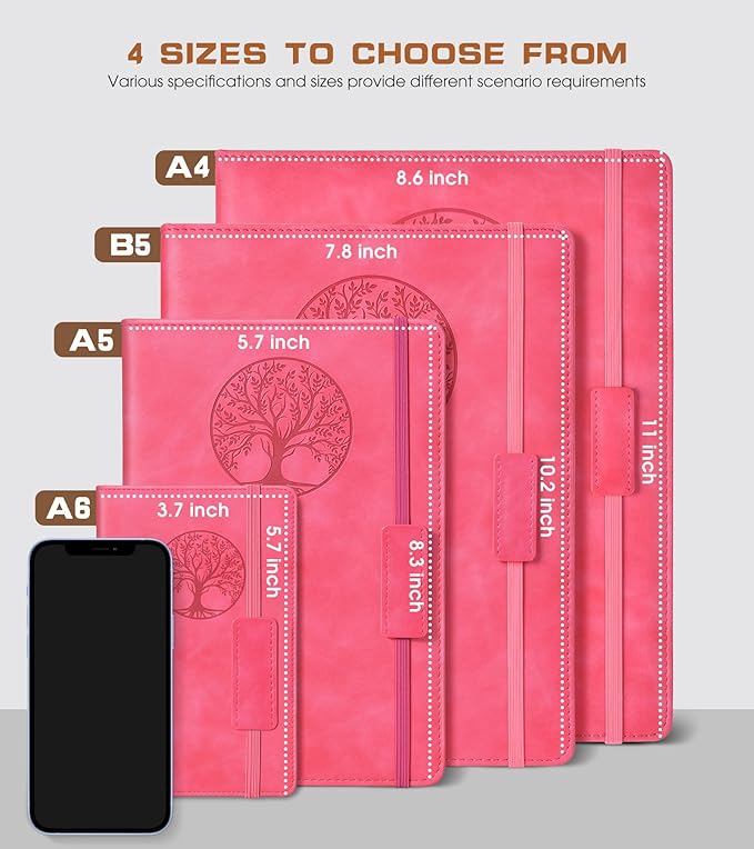 Biuwory Lined Journal Notebook for Women Men,256 Pages B5 Large Hardcover Leather Journals for Writing,Travel,Business,Work & School,College Ruled Notebooks for Note Taking,Diary Notepad 7.8"×10.2"