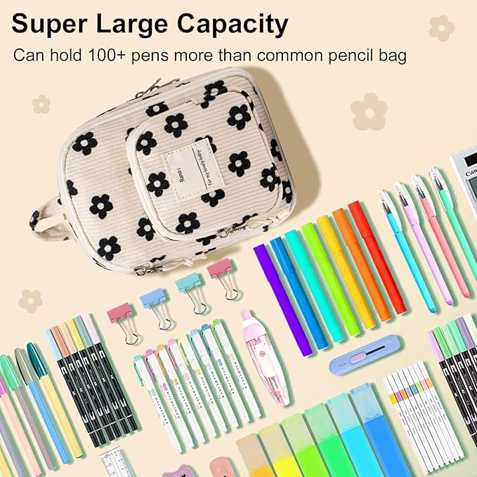 LEDAOU Pencil Case Cute Zipper Pencil Pouch Large Capacity Pencil Bag Organizer School Supplies for Girls Boys Kids