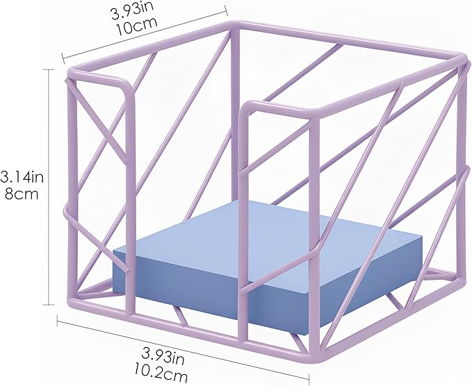 Desktop Organizer - Iron Sticky Memo Holder, Multi-Functional Stationery Holder & Desk Accessories for Office/Home/School (Purple)