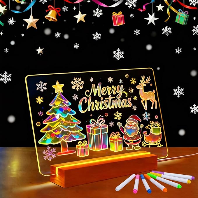 SetGame LED Note Board with 7 Colors Pen, Light Up Dry Erase Board Neon Art Creative Drawing Board for Kids & Adults/Back to School/Birthday Gift, Teens DIY Glowing Doodle Tablet with Stand