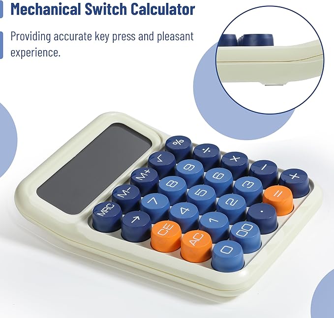 Mr. Pen- Mechanical Switch Calculator, 12 Digit Large LCD Display, Colorful with Big Buttons, Mechanical Switch Calculator for Home, School, Office