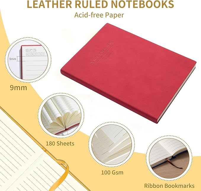 360 Pages B5 Journaling Notebooks, 100 Gsm Paper Thick Lined Journal Notebook for Women Men, Journals for Writing Soft Cover College Supplies for for Work Note Taking, Perfect for Office School, Black