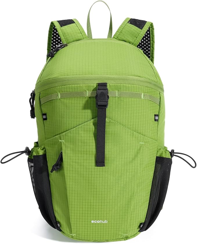 ECOHUB 15L Ultra-Lightweight Packable Backpack, Casual Daypack for Daily Use, Small Hiking & Travel, Foldable Backpack, Water-Resistant Nylon, Reflective Design