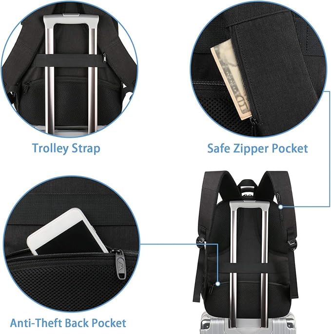 MATEIN College Large Travel Backpack, TSA Expandable Laptop Backpack | 43L College Computer Bag, Fit 17.3 Inch Laptop, Water Resistant Design, Lightweight Carry on, Sturdy, Spacious, Black