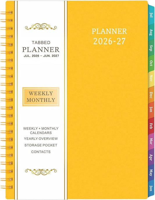 Planner 2026-2027 - Academic Planner 2026-2027, Jul 2026 - Jun 2026, 6.25" × 8.3", Colorful Tabs, Inner Pocket, Strong Twin-Wire Binding, Improving Your Time Management Skill