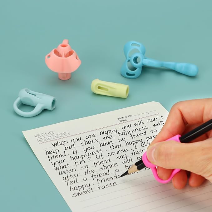 4-Stage Pencil Grips for Kids Writing Posture Correction, 8 Pack Pencil Holder for Toddlers Writing Aid Tools, Pencil Grippers for Preschoolers Needs in Classroom, Assorted Colors