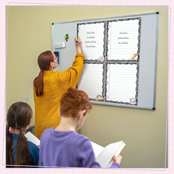 Redbaker 4 Pcs 10.5"x8" Composition Notebook Magnetic Paper Erasable & Writable Handwriting Lined Paper for Classroom School Whiteboard Blackboard Office Teacher Must Have Homeschool Teaching Supplies