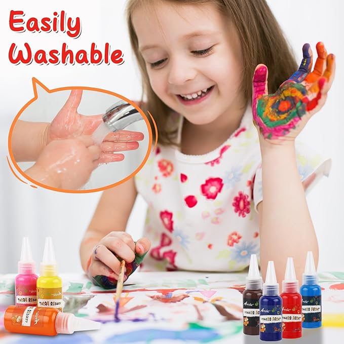 12 Color Washable Finger Paint set, Non Toxic Finger Paints Set with Gift Box for Kids Early Learning, Art Painting Supplies for Boys Girls Gifts, Hand Painting DIY Crafts