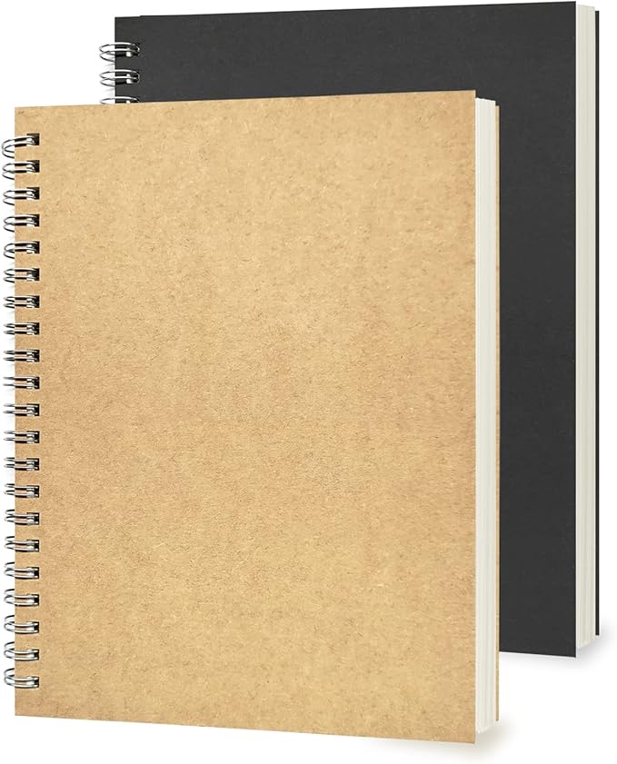 Ykimok 2Pack College Ruled Wirebound Spiral Notebook, College Ruled Notebook, 100 Pages, 50 Sheets, 7.48 x 5.11 Inch, Black and Yellow Cover