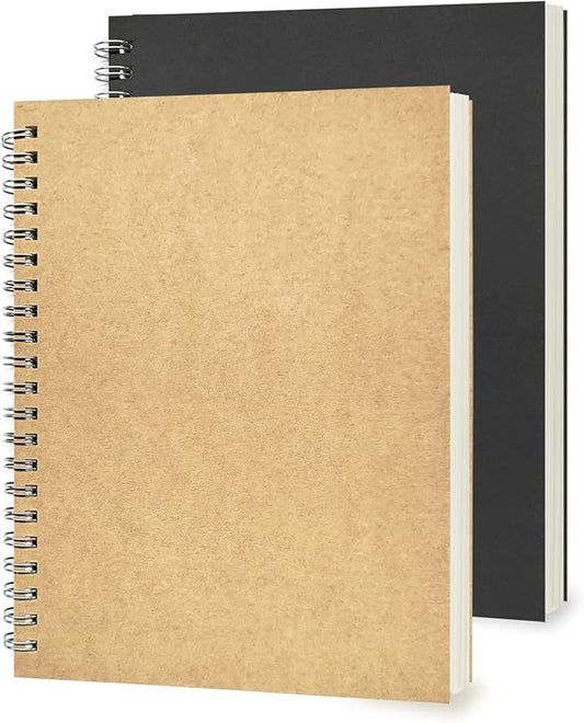 Ykimok 2Pack College Ruled Wirebound Spiral Notebook, College Ruled Notebook, 100 Pages, 50 Sheets, 7.48 x 5.11 Inch, Black and Yellow Cover