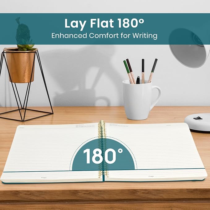 Taja Large Spiral Lined Notebook for Work, Journal for Women & Men