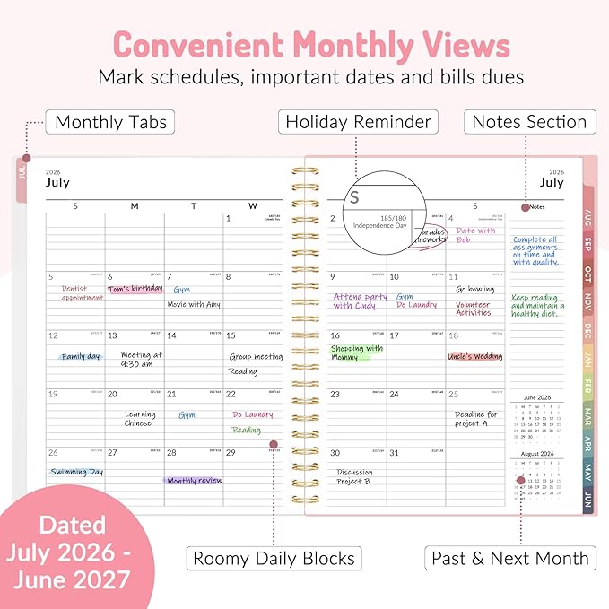 Teacher Planner 2026-2027, Forvencer Academic Planner 2026-2027, Jul 2026 - Jun 2027, 8.5"x11", Weekly & Monthly Planning Book with 7 Periods, School Agenda for Teacher Student, A4, Color Stripes