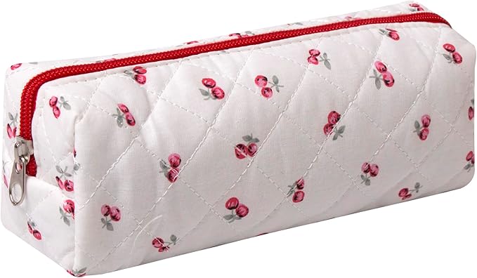Pencil Case Office College School Storage Bag Pouch Holder Box Organizer Makeup Pouch Cosmetic Bag Aesthetic Cute Pen Case for Girls Boys Kids (Large cherry)