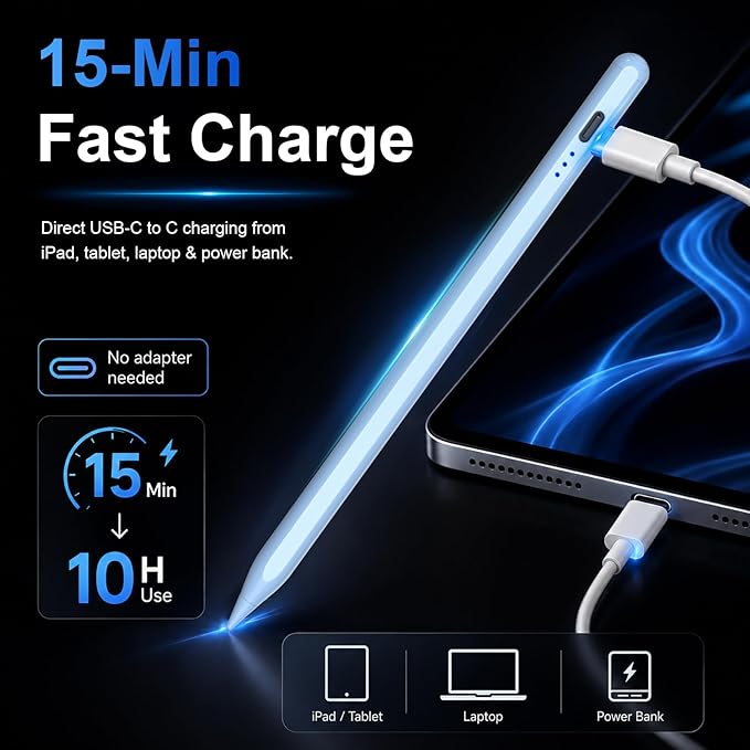 HATOKU Stylus Pen for iPad 2018-2026, 15 Min Fast Charge iPad Pencil 1st Gen with Tilt Sensitivity, Palm Rejection, Magnetic Pen for Apple iPad 6-11, Air 3-5/M2/M3, Mini 5-7, Pro 11/12.9"/M4/M5 (Blue)