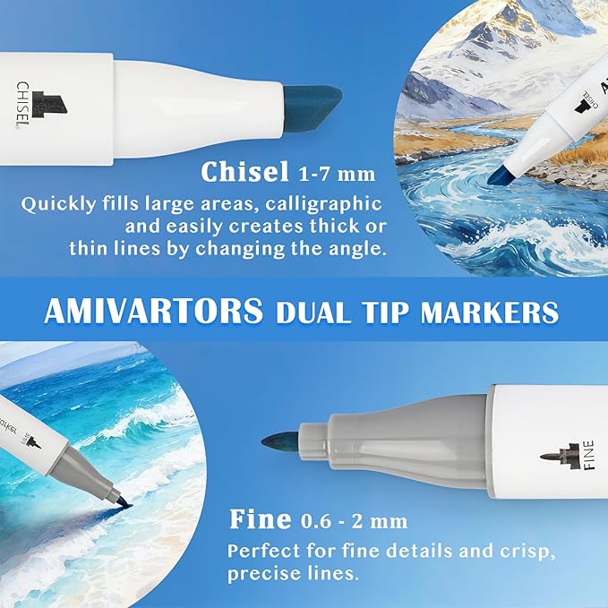 80 Colors Alcohol Markers Dual Tip Set, Chisel & Fine, 2.8g High Ink Capacity, Easy Blending Art Markers for Artists, Adults Coloring, Sketching, Drawing, Illustration & Painting with Carrying Case