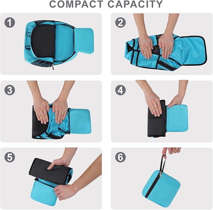 Lightweight Hiking Backpack 18L Packable Foldable Small Daypack Collapsible Travel Bag Water-Resistant for Adults (Blue)