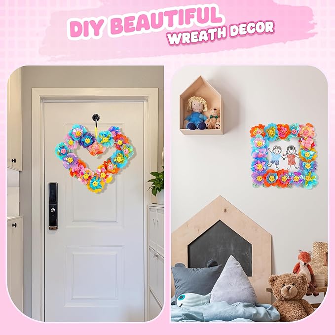 beefunni Flower Bouquet Craft Kits, DIY Crafts for Kids Ages 4-6-8, Upgrade Wreaths & Colorful Flowers Toys for 4 5 6 7 8+ Year Old Girl Birthday Gifts Ideas Educational Activities for Toddler