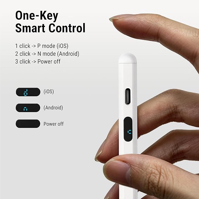 2-in-1 Stylus Pen for Touch Screen + LED Power Display, Dual OS Active Pencil for iPad iPhone Android Samsung Tablet, Tilt Sensitivity for Drawing,Fast Charge, Digital Pencil Compatible with Switch