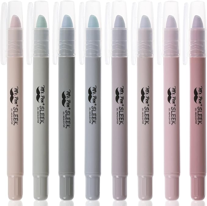 Mr. Pen- No Bleed Gel Highlighters, Dusty Colors, 8 Pack, Bible Highlighters and Pens No Bleed, Bible Markers for Study, Journaling, School Supplies and Accessories
