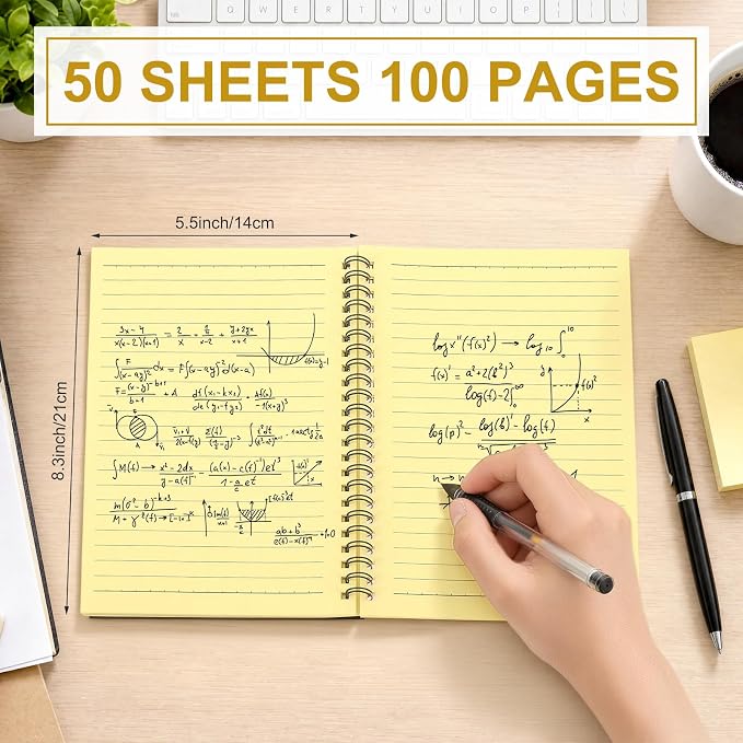 Yahenda 6 Pcs Spiral Notebooks, 1 Subject, Wide Ruled, Yellow Inner Pages