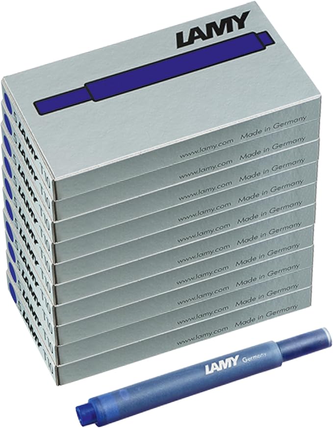 LAMY T10 Set of 10 erasable Ink cartridges with Large Ink Capacity - Suitable for All Lamy Fountain Pen Models - Contents 1.25 ml per Cartridge - 5 Pieces per Pack - Ink Color Blue