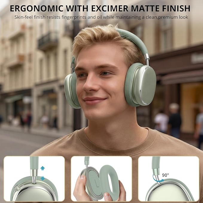 NC95 Hybrid Active Noise Cancelling Headphones with Knob Control, 120H Playtime Over Ear Headphones Wireless Bluetooth 6.0, App Control, Hi-Res Audio, Comfort Fit, Clear Calls for Travel/Workout