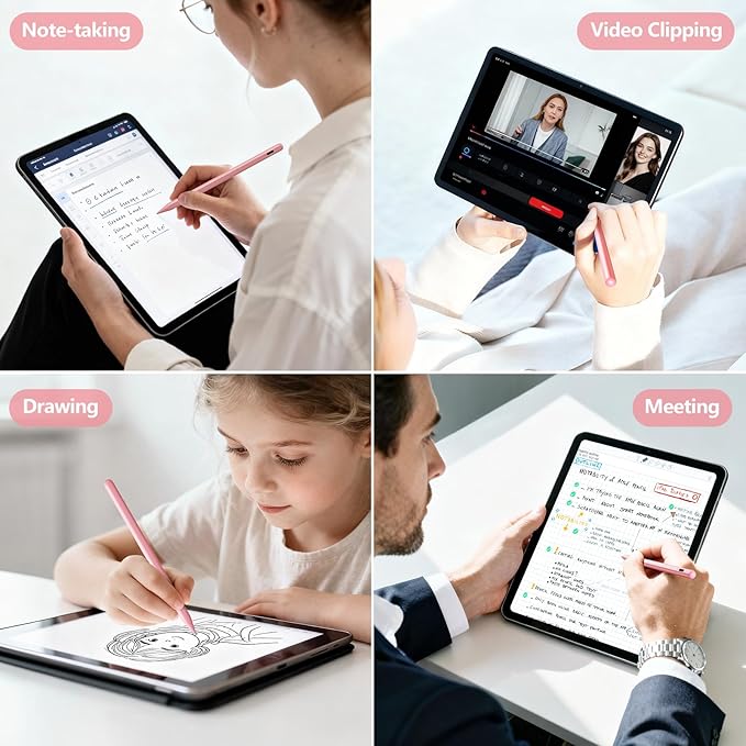 Stylus Pen for iPad 6th-11th Generation-2X Fast Charge Active Pencil Compatible with 2018-2026 Apple iPad Pro 11"/12.9"/M4, iPad Air 3/4/5/M2/M3/M4,iPad mini 5/6/7 Gen-Pink