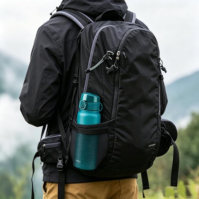 GOPPUS Insulated water bottle 20 oz Stainless Steel Water Bottle BPA-Free Sports Water Bottles, Great for Travel,Silicone Spout Lid- Leak & Sweat Proof with Anti-Dust(Blue green)