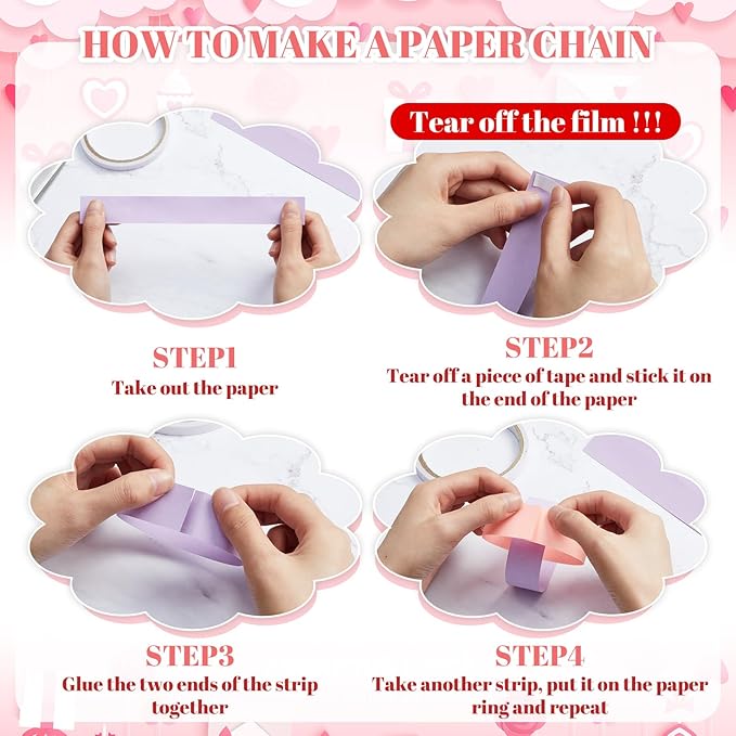 Lincia 1000 Sheet Paper Chain Garland Strips 1x8 Inch with Double Sided Tape, DIY Construction Paper Chains for Birthday Wedding Holiday Party Decorations, Crafts Supplies (Macaron Color)